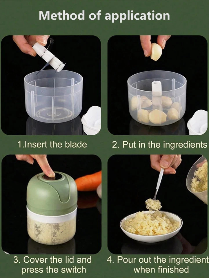 Product photo 2 of 8 — USB Rechargeable Electric Garlic Chopper Mini Food Processor Onion Vegetable