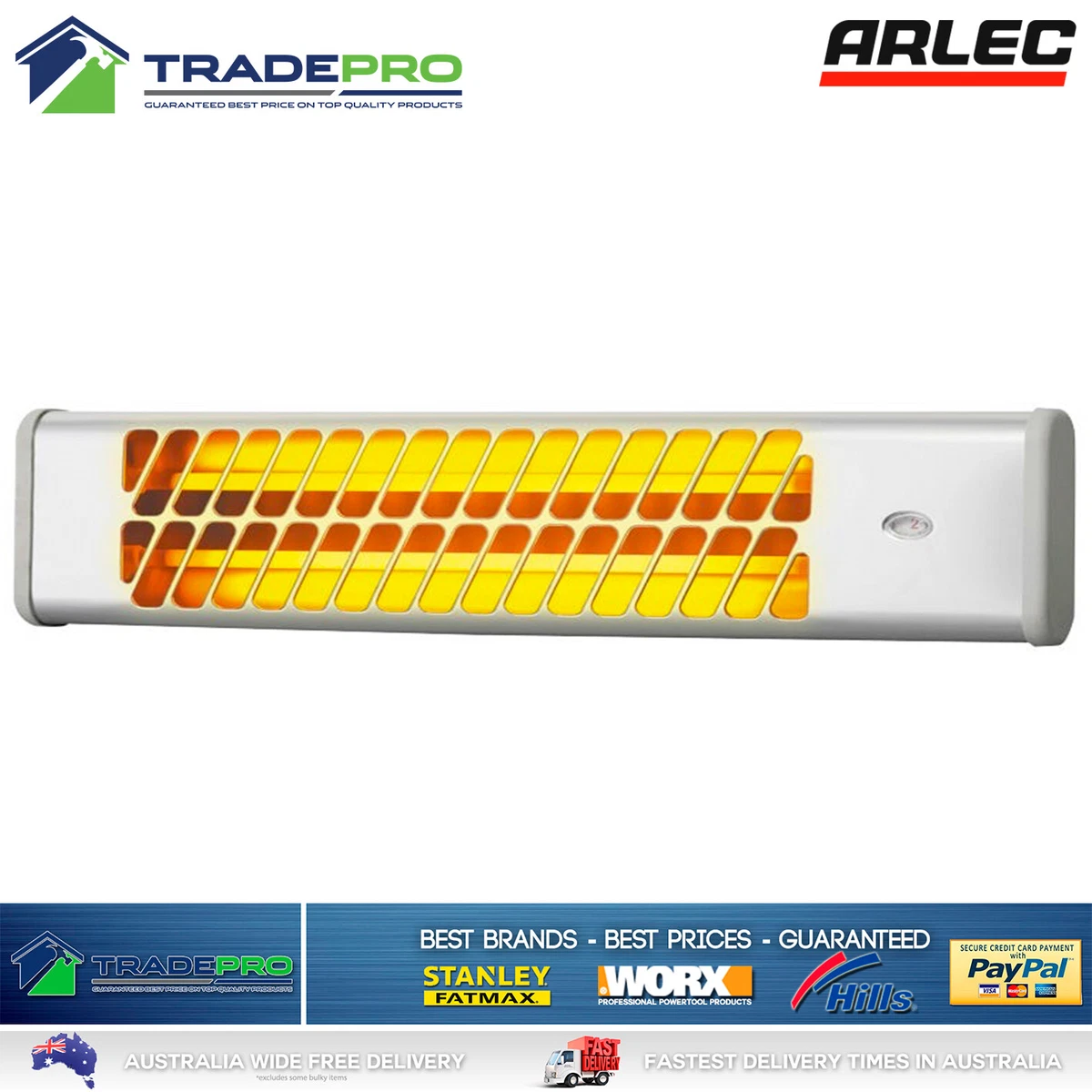 Strip Heater with Pull Switch Radiant Arlec 1200W Electric Bathroom Indoor  Kit | eBay