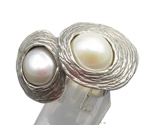 HAGIT GORALI 925 Silver  Vintage Double Fresh Water Pearl Ring Sz 8  RG25317