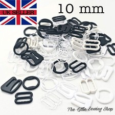10mm Bra Strap Adjustment Slides or Rings Black White or Transparent Pack of 10