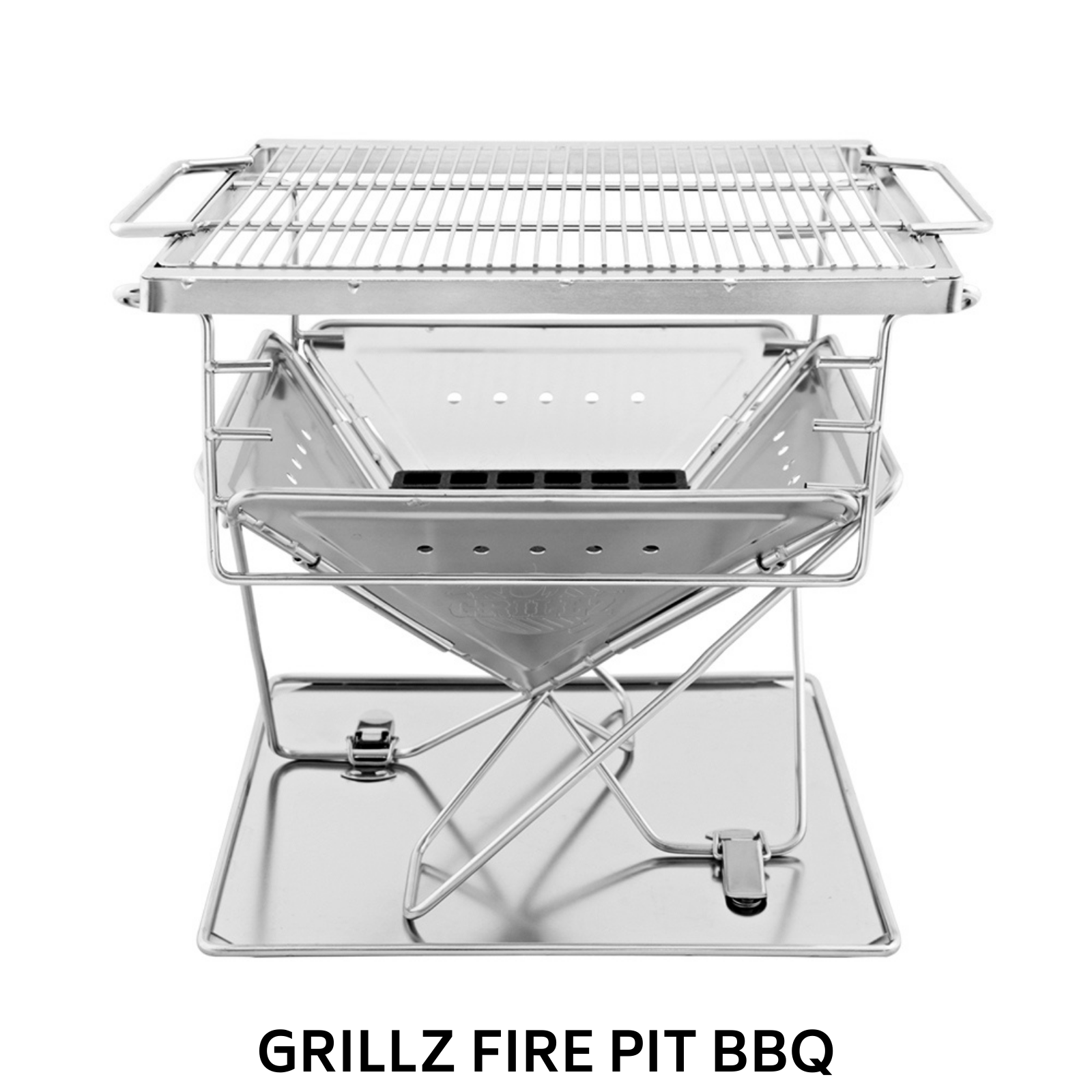 Grillz Camping Fire Pit BBQ Portable Folding Stainless Steel Stove