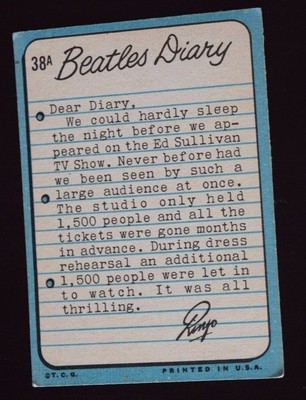 Beatles Diary Series Topps Trading Card 38A | eBay