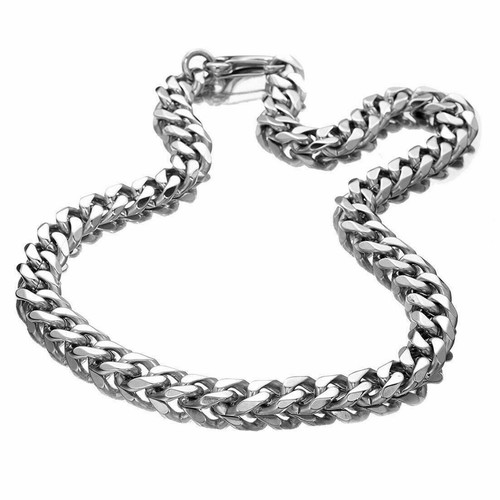15 mm Schwer Herren Halsband Edelstahl Silber Panzer Kubanische Kette Halskette 16-40 Zoll - Bild 3 von 9