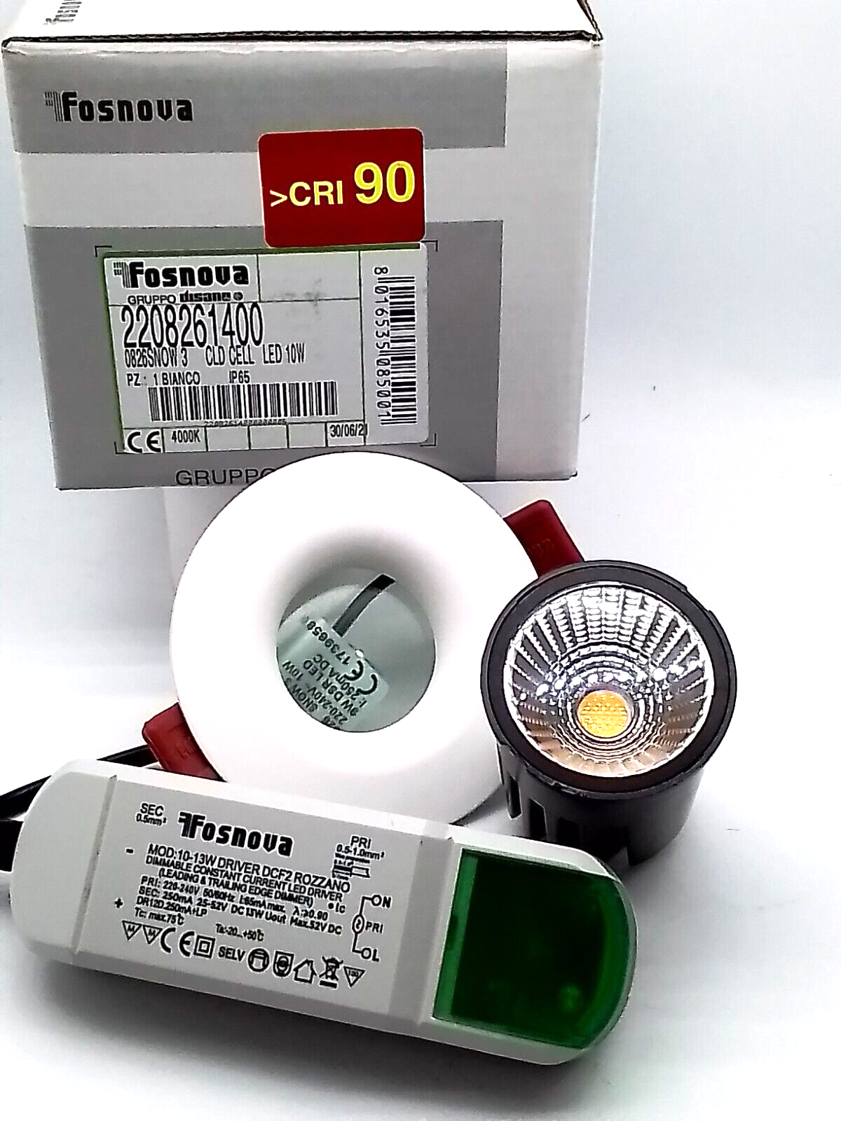 Faretto incasso LED FOSNOVA SNOW 3-4 10W 4000K IP65 rifinitura bianco