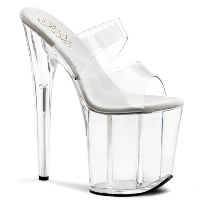 PLEASER FLAMINGO-802 Sexy Clear 2 Band Platform 8'' Stripper Heels Sandal Shoes
