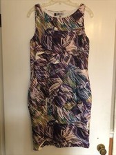 Jennifer Lopez Sheath Dress M Women's Multicolor Sleeveless Polyester Blend