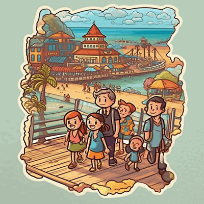 Beach Boardwalk Sticker, Water Bottle Laptop Decal, Vacation Travel Souvenir