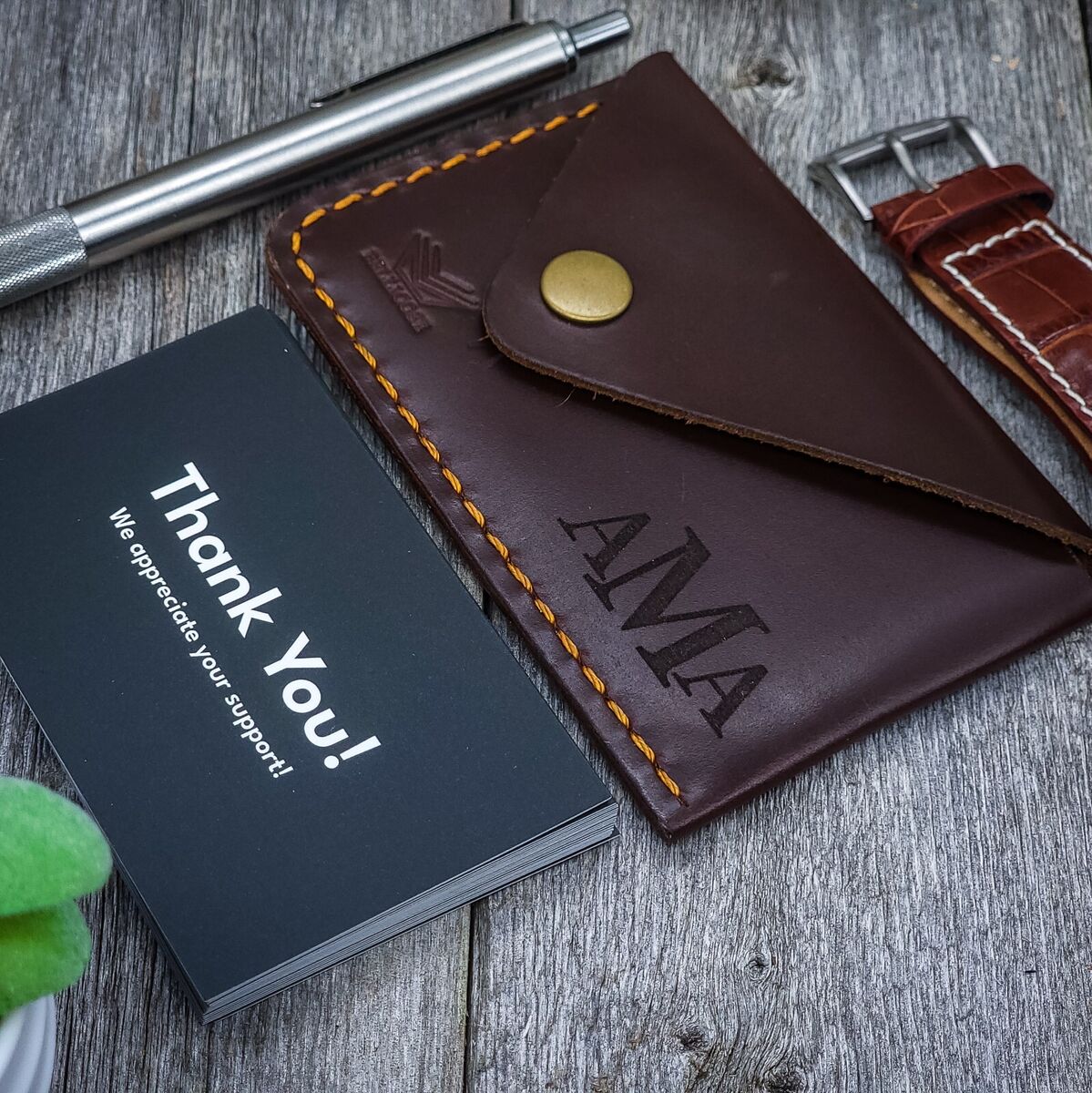 Leather Business Card Holder, Front Pocket Leather Card Holder, Holds 20 Cards Leather Business Card Holder, Front Pocket Leather Card Holder, Holds 20 Cards