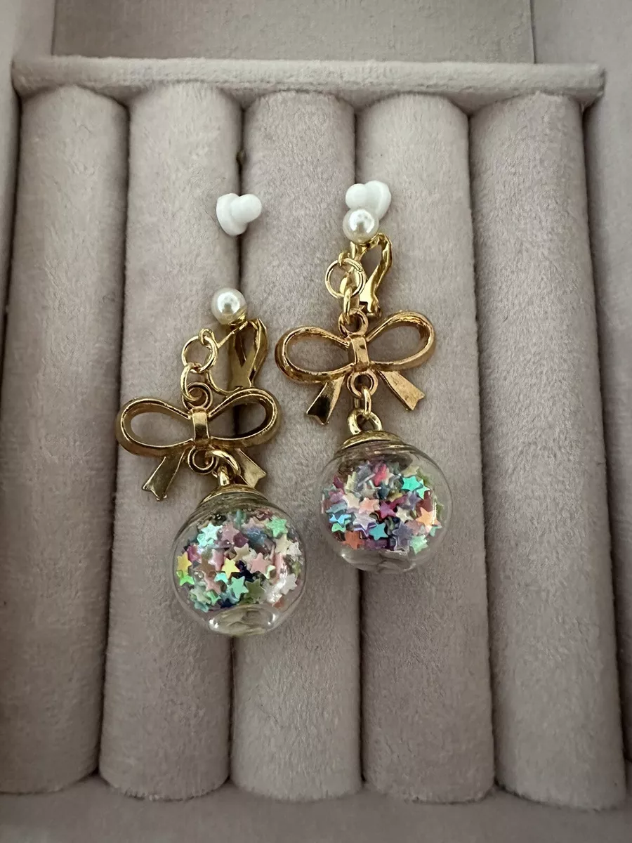Acrylic Glass Ball Clip On Earrings Party Disco Ball Earrings