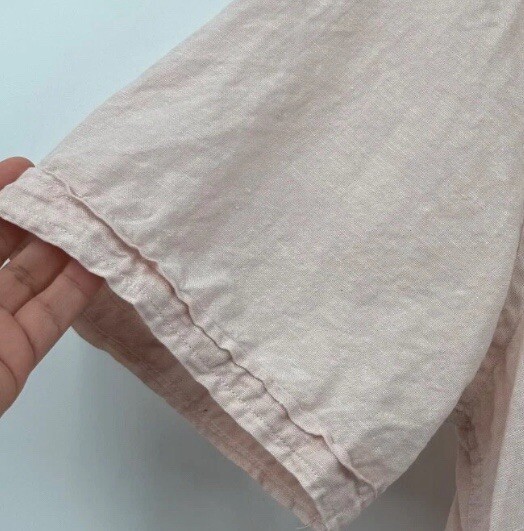 Saks Fifth Avenue Light Pink Linen Mens Size Medium Button Down 