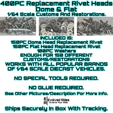 400PC Replacement Rivet Head For 1/64 Scale Custom Restoration Hot Wheel & Other