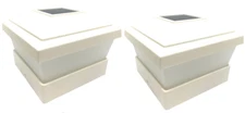Relightable 2-Pack LED White Vinyl 5"X5" Solar Powered Post Cap Fence Light WF