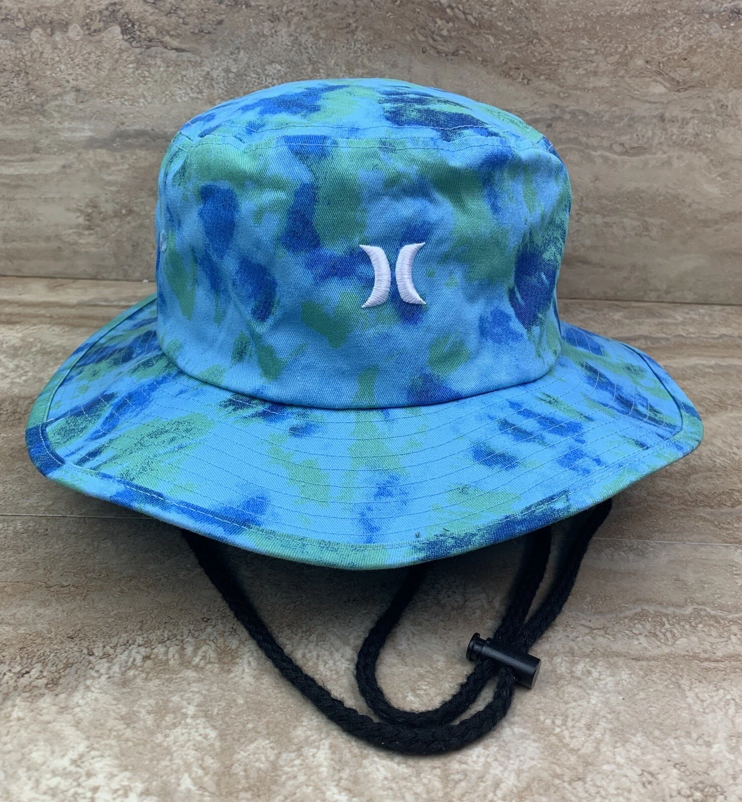 Hurley High Trail Boonie Mens Bucket Hat Tie Dye Blue Green