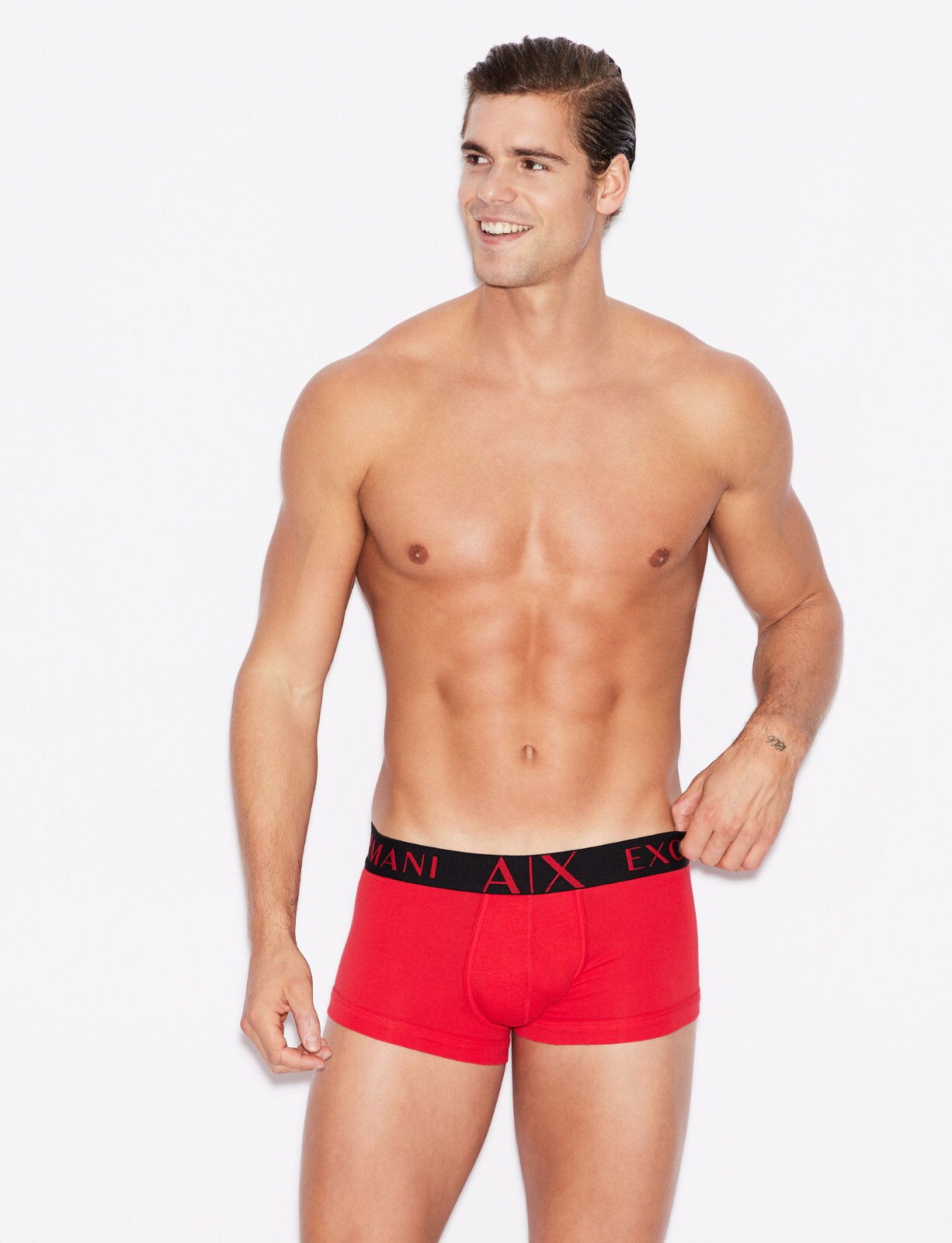 Мужская кофта из эластичного хлопка Armani Exchange с низкой посадкой и логотипом красного цвета Размер L 5390₽