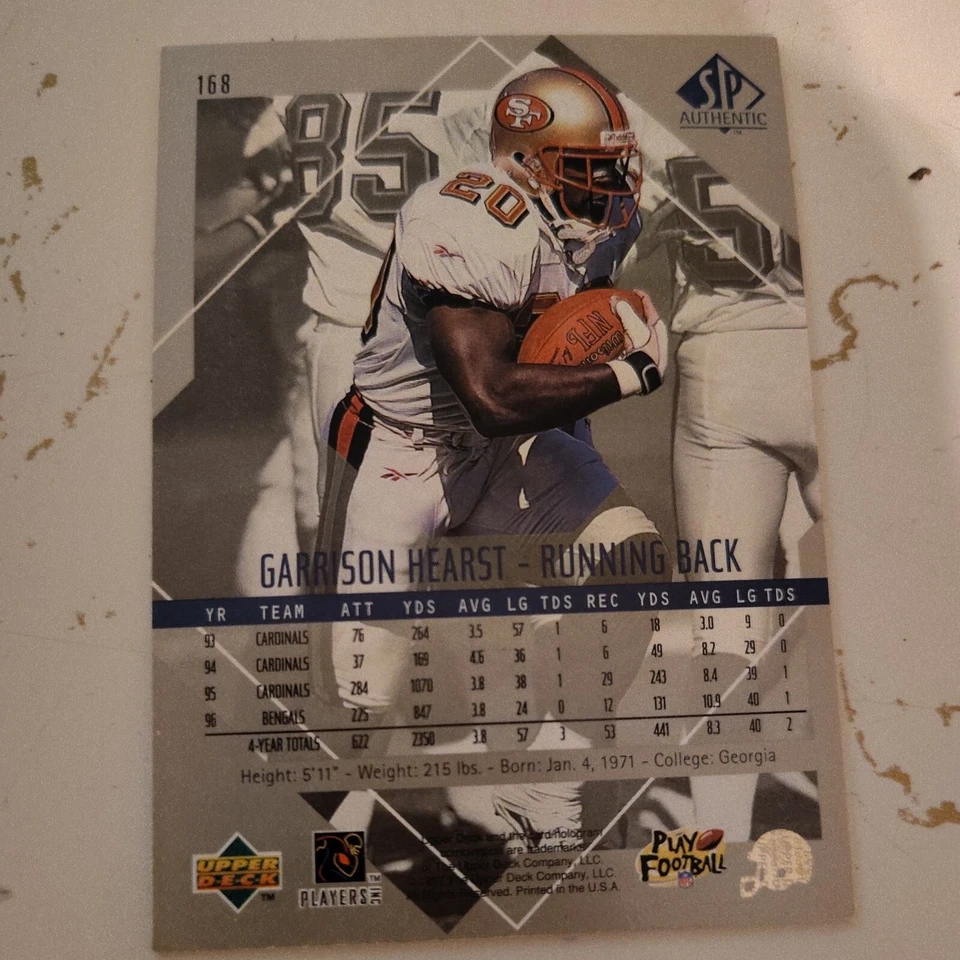 Garrison Hearst Autographed 1997 Upper Deck SP  #168 Football Card. - Image 2 of 2