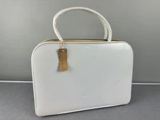 Vintage Strawbridge & Clothier White Full Zip 13.5" Case w/Animal Skin Print