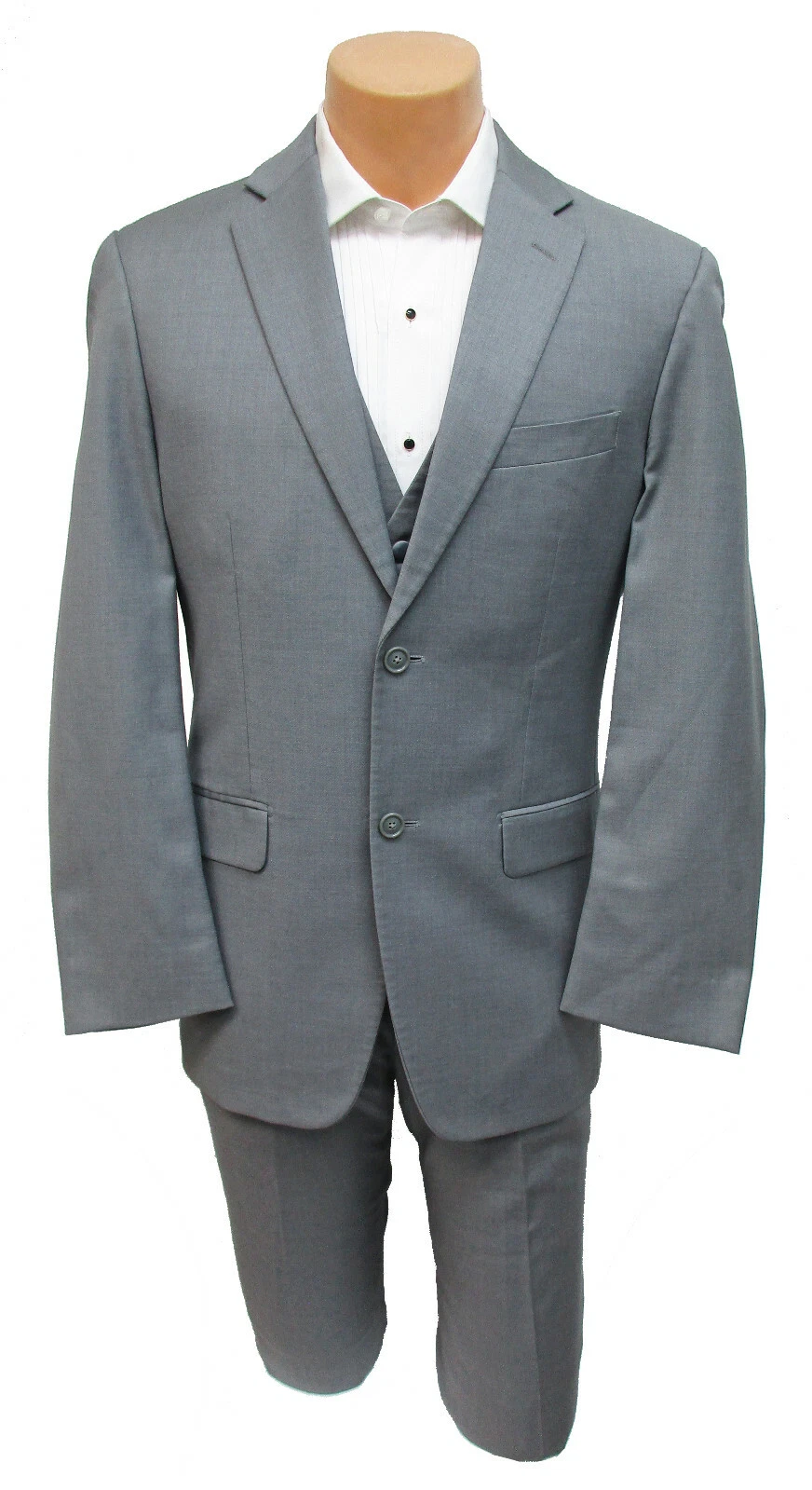 Men's Grey Perry Ellis Suit with Flat Front Pants Two Piece 40R 34W