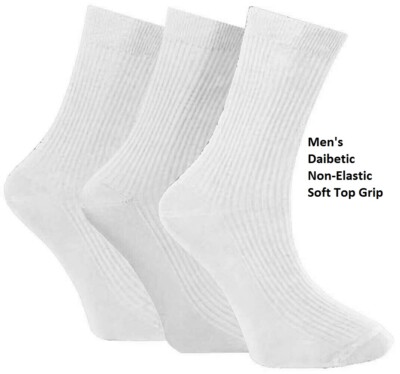 Men Diabetic 100%Cotton Non-Elastic Fresh Feel Socks Easy Grip Top M-730 Lot
