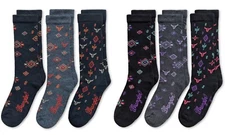 Wrangler Womens Western Pattern Seamless Cushion Crew Boot Socks 3 Pair Pack