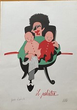FABIO DE POLI litografia colori "il Pediatra" 70x50 firmata numerata pubblicata