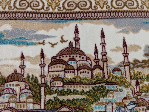 Hand Knotted Silk Bamboo Rug Tapestry Istanbul Scene Wall Art Textile Turkish - Picture 19 of 23
