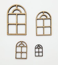 Wooden MDF Arched Window Set C Shape Embellishment Craft Therapy 20 - 200mm