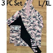 NWT 3 PC Victoria Secret Pink Camo Tee Shirt T-Shirt Leggings Hoodie Cozy Set
