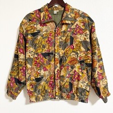 Vintage 80s Fuda International Silk Floral Bomber Jacket Size M