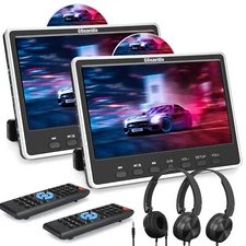 2 x 12" Car Headrest Screen Rear Seat TV Monitor HDMI AV IN OUT USB SD Headsets