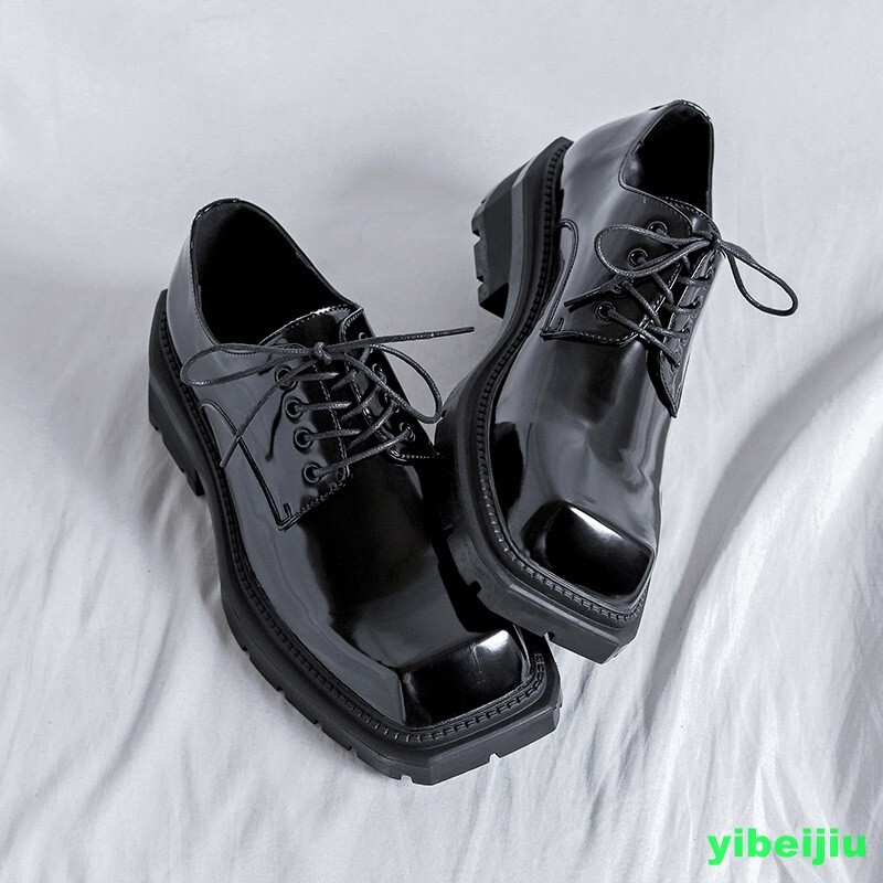 SAOLA Scarpe derby stringate punta quadrata pelle lucida uomo business britannico formali nuove