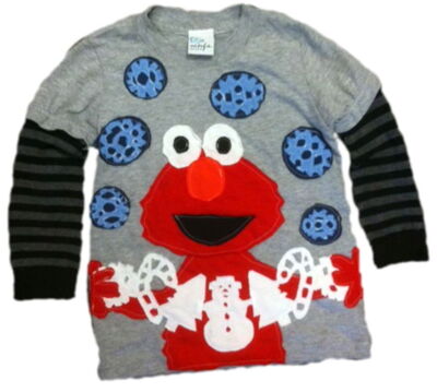 Morfs Elmo Holiday Snowflake Long Sleeve Top Baby Boys Sesame Street T-Shirt 