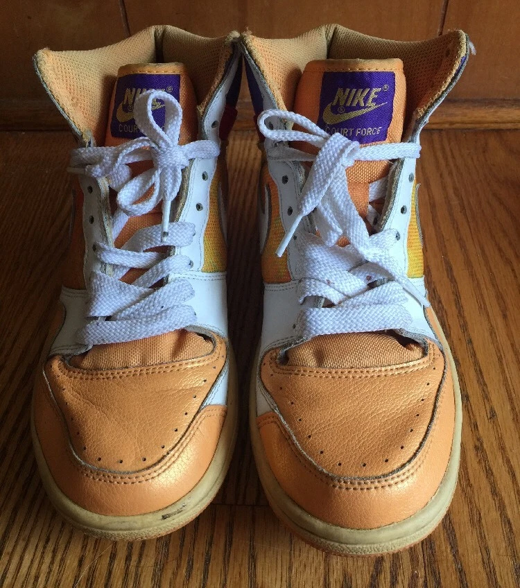 Nike Air Womens Court Force Tennis Shoes Dye Orange Purple High Top Sz 9 # |