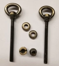 Antique Brass Steel Cheval Mirror Mount Set - vintage retro old kit