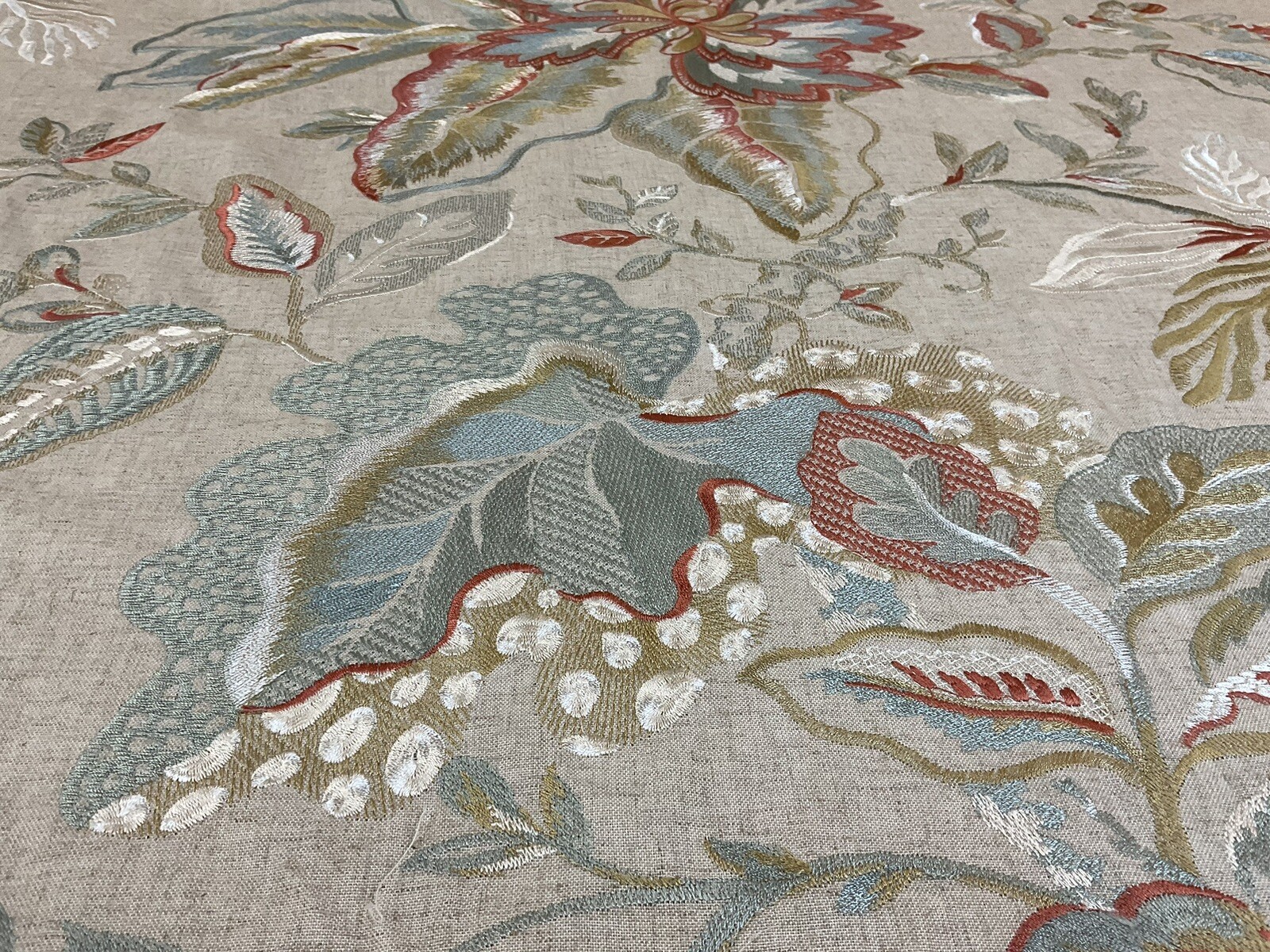 Pretty Embroidered Fabric Remnant eBay