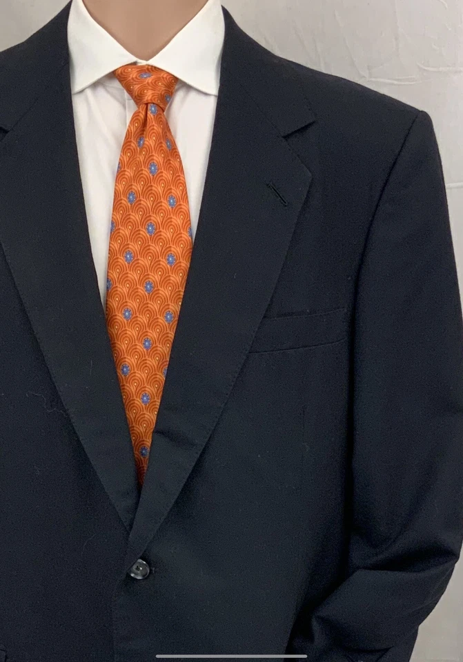 Blazer Savile Row 44L Azul 2 Btn 100% Lana Hecho en EE. UU. YGI W1-203 Foto 3 de 4