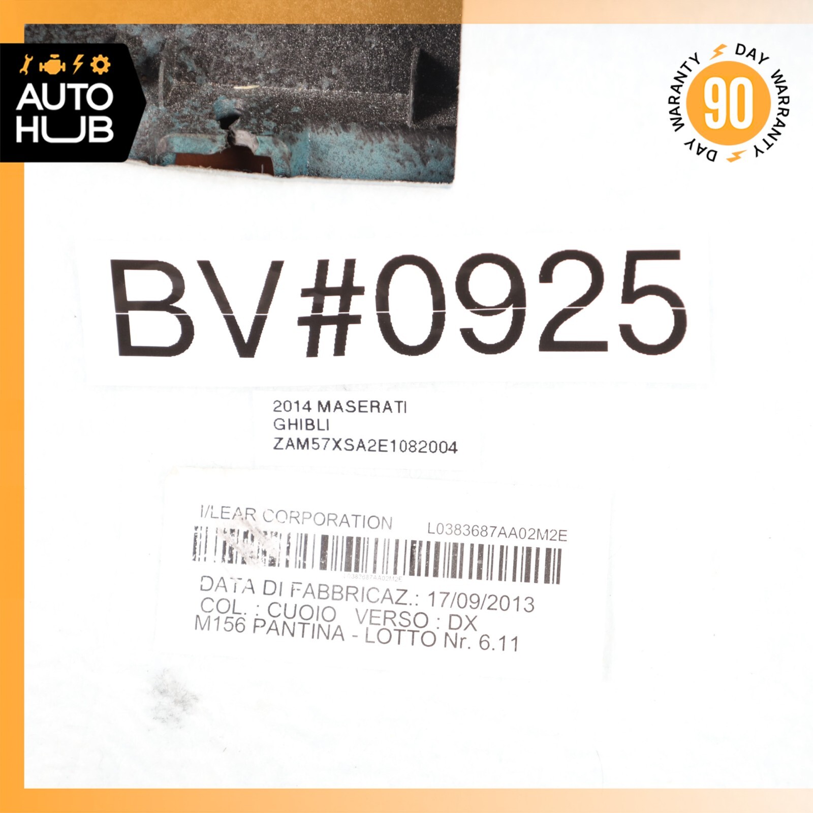 14-17 Maserati Ghibli M157 Front Right Side Seat Back Cover Brown OEM 51k