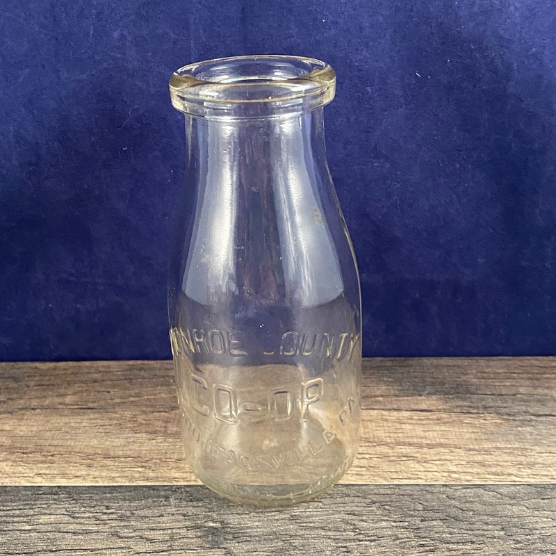 Monroe County Pa Brodheadsville Half Pint Clear Glass Milk Bottle Embossed