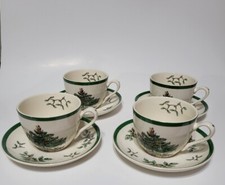 New With Box Spode Christmas Tree Tea Cups and Saucers Set of 4 England SALE
