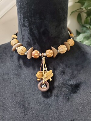 Women's Brown Wooden African Style Fashion Choker