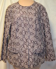 Chi By Carlos Falchi Embossed Cocoa Beige Leather Snake Skin Pattern Jacket-1-2x