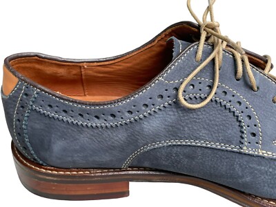 Johnston & Murphy Warner Plain Toe Navy Blue Tumbled Nubuck  display picture 1