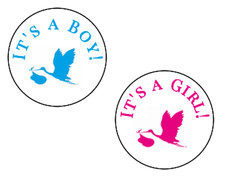 30 gender reveal announcement baby shower stickers 1.5" its a boy, its a girl