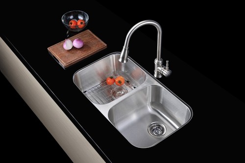 Fregadero de cocina Moore 14,6" con doble tazón, satinado cepillado - Imagen 5 de 6