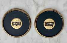 RARE HTF Levi Strauss LEVI&rsquo;s Set 2 Brass Coasters 1985 One Billion $ Sales Award