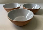 3 FRANKOMA POTTERY Cereal Bowls 5X Light Blue Interior Terra Cotta Exterior SALE