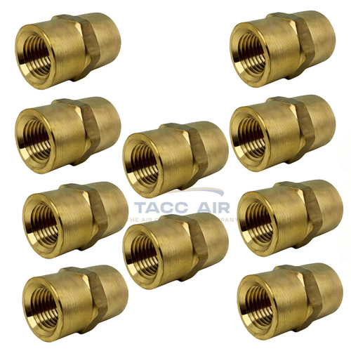 10 Pack 1/4" x 1/4" Female NPT Hex Coupling Pipe Fitting Brass Union Coupler