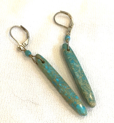 Artisan Made Natural Turquoise Drop Pierced Earrings