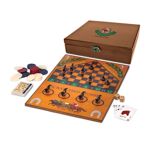 Derby Horse Race Board Game Set with Metal Game Pieces and Wooden Keepsake St... - Picture 2 of 9