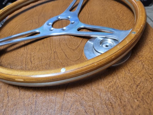 Vtg Wood Steering Wheel 14" 15" Lesleston Moto-Lita Cobra Porsche - Picture 7 of 18