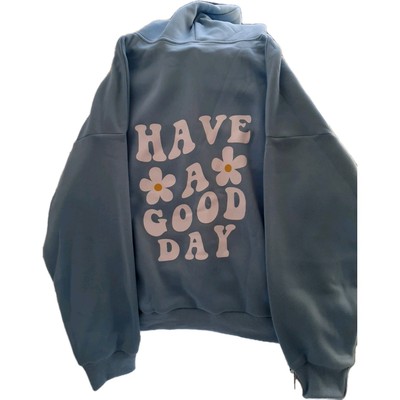 Kapuzenpullover  Fun Hoodie hellblau- Have A Good Day- Gr. M Unisex Erwachsene